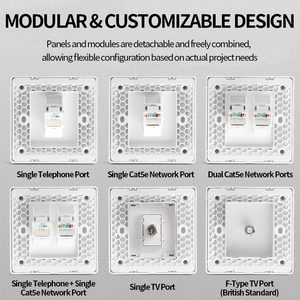 Cat6 Cat7 <b>Wall</b> Plate 86 Type Network Computer TV Telephone Socket <b>Panel</b> Modular Gigabit Broadband Adaptable Easy Install - Product Image 4
