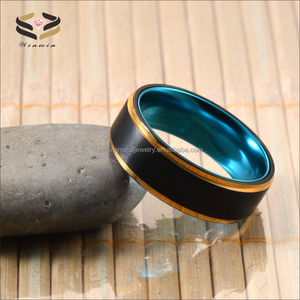 Hot Selling <strong>Titanium</strong> <strong>Ring</strong> for Men Fashion Jewelry <strong>Black</strong> and Gold Plated Turquoise Aluminum Inner <strong>Titanium</strong> Wedding <strong>Ring</strong> - Product Image 6