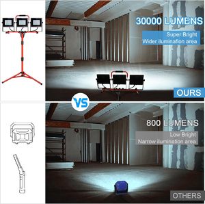 LEDMO 15000 Lumen Lampes de travail avec support, 150W Lampes de construction portables et amovibles 5000K à trois têtes - Product Image 4
