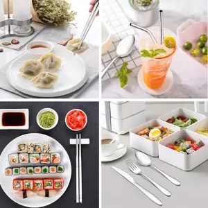 ЭК. Чистая Личная посуда для путешествий на открытом воздухе многоразовый портативный набор столовых приборов с футляром