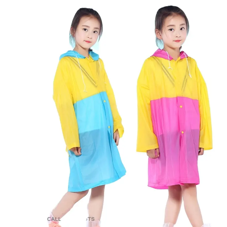 جميل سترة معطف مطر للأطفال أزياء للماء البوليستر PVC مقنعين معطف واق من المطر للطفل غطاء حقيبة مدرسية