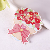 Kartu Ucapan Kustom Biodegradable Die Cut Grosir Kartu Ucapan Lipat Buket Bunga untuk Liburan