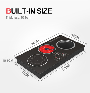 3500W điều khiển cảm ứng cooktops điện được xây dựng trong 3 đầu đốt cảm ứng đung với CB giấy chứng nhận cho thị trường Thái Lan - Product Image 2