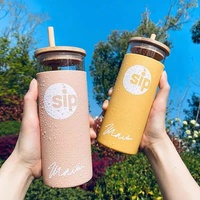 20oz 30oz 40oz vente en gros en vrac personnalisé arc-en-ciel voyage bambou verre sublimation eau café gobelet tasse bouteille tasse avec paille