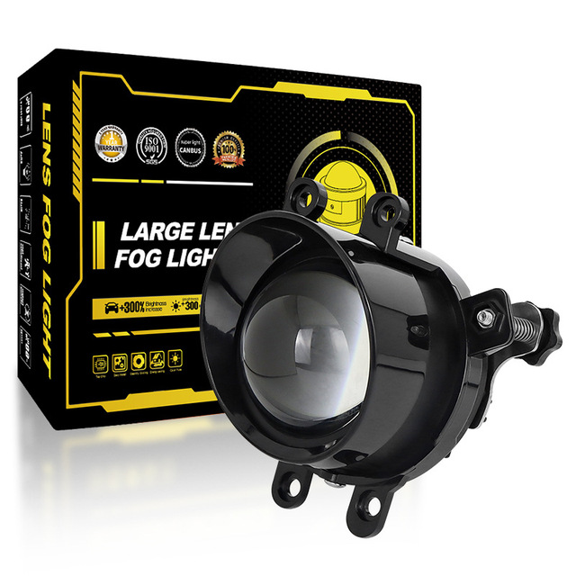 3 Inch Tri-color Led Fog Lamp High Power Led Driving Spotlights 55W Bi Led Fog Light Projector Lens High Low Beam for Car