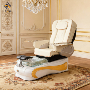 Sillón de Pedicura y Manicura de Lujo Moderno para Salón de Uñas, Silla de Masaje para Spa de Pies de Cuero PU Plateado - Product Image 5