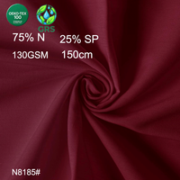 Tissu jersey en nylon recyclé et élasthanne 30GSM 150cm, certifié GRS OEKO-TEX, brossé, respirant, double face, pour sous-vêtements et lingerie