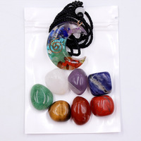 Ensemble de pierres de cristal naturel, pierre de guérison, 7 chakras, pendentif en résine, coffret cadeau