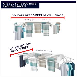 Séchoir à linge mural pliable, gain de place, étagères à serviettes dépliables, séchoir à linge - Product Image 2