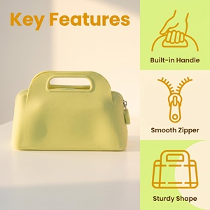 Customized Silicone Makeup Storage <b>Tote</b> <b>Bag</b> Daily Use Shopping Handbag Large Capacity Portable Zipper Cosmetic <b>Tools</b> Container - Product Image 4
