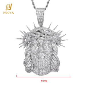 จี้พระเยซูประดับเพชรโมอิสซาไนต์ NUOYA ชุบทองเหลือง ประดับเพชรแบบ Iced Out เครื่องประดับฮิปฮอป เครื่องประดับทางศาสนาสำหรับแร็ปเปอร์ ผ่านการทดสอบเพชร - Product Image 6