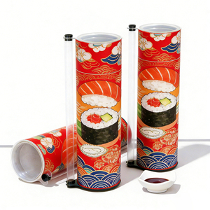 Tube en carton cylindrique pour sushi avec logo personnalisé 3.0, emballage alimentaire de qualité supérieure avec boîte à sauce en papier - Product Image 1