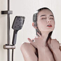 Ensemble de douche mural de luxe à double poignée avec mitigeur pluie et jet, pour eau chaude et froide, avec pommeau de douche pluie