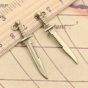 Liontin Kerajinan Tangan Antik DIY 43x10mm Warna Perak Tibet Bentuk Pedang/<span class=keywords><strong>Dagger</strong></span> untuk Pembuatan Perhiasan Anak-anak dari Paduan Emas - Product Image 5