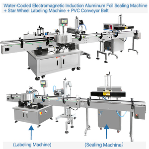 Tự động làm mát bằng nước điện từ cảm ứng nhôm lá mỏng niêm phong máy + chai tròn máy dán nhãn - Product Image 2