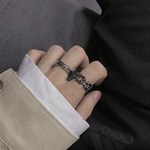 BINSHUO Christian Minimalist Style Wavy Band Rings pour <span class=keywords><strong>homme</strong></span>-Trendy Daily Wear - Product Image 2