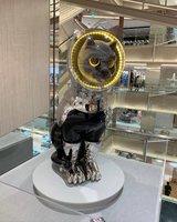 Statue de chat astronaute lumineuse sur pied, thème spatial futuriste, taille réelle, artisanat artistique, pour exposition d'entrée de cinéma