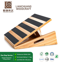 Planche inclinée réglable, planche en bois inclinée, 5 bandes antidérapantes, verrouillage multi-angles, pliable avec poignée, étirement des mollets