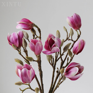 Y-H006 di alta qualità 3D lattice tocco reale <span class=keywords><strong>Magnolia</strong></span> artificiale ramo di fiori per la decorazione domestica di nozze - Product Image 1