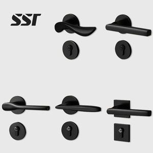 Heavy-Duty European Design Ambidextrous Interior Door Handle Locks with Core/<b>Latch</b> Safety-Durable Door Lock Handle Set - Product Image 1