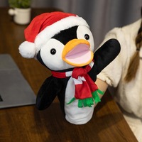 Marionnette de main personnalisée en peluche animale de dessin animé, Père Noël, pingouin, lion, pour anniversaires - Rembourrage en coton PP super doux AMIGO
