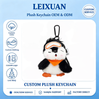 Porte-clés pingouin en peluche Kawaii avec mousqueton, adorable poupée pingouin en peluche avec lunettes et écharpe, pendentif de sac, animal en peluche moelleux pour sac à dos de filles