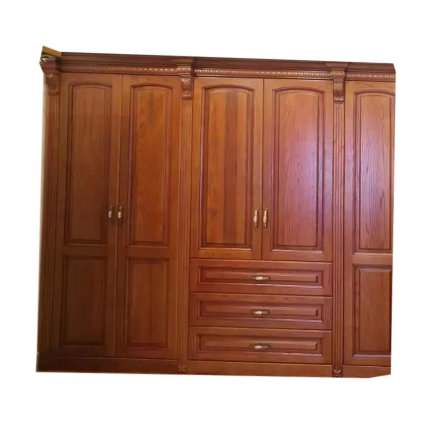 Harga Khusus Kayu Solid Diukir Lemari Redwood Cina Lemari Pakaian Mewah Atas Buatan Tangan Kayu Solid Perabot Kamar Tidur