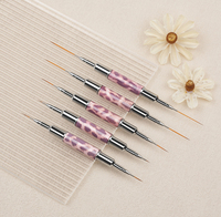 Fournitures pour ongles, pinceau à liner pour ongles en poils synthétiques à double face avec motif léopard, manche en métal, 2 en 1, pour salon de manucure