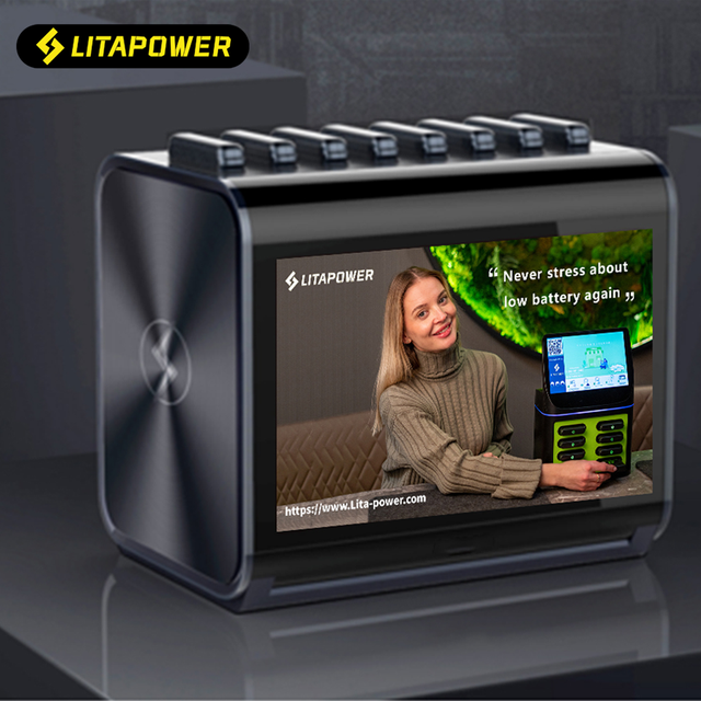 Shared Power Bank 10.1 Inch LCD Screen 8 Slot 5V 2A 5000mAh Rechargeable Power Bank Rental Kiosk