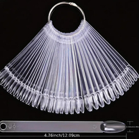 40/50 pièces de bâtonnets de présentation transparents pour ongles, en forme d'éventail avec anneau, pour l'affichage de vernis à ongles et l'outillage de pratique pour la présentation des couleurs de faux ongles