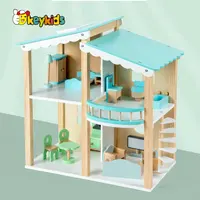 EW-juguetes de simulación para niños, casa en miniatura de madera, 06A488