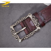 Ceinture professionnelle de marque supérieure, personnalisée, en cuir véritable, imprimée, motif floral vintage, gaufrée, ornée, avec boucle ardillon en alliage sculpté pour homme