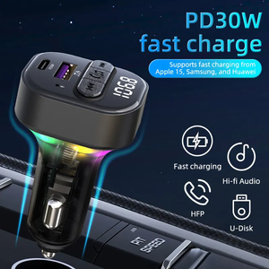 NOUVEAU chargeur de <span class=keywords><strong>voiture</strong></span> rapide 2 ports usb type c chargeur de <span class=keywords><strong>voiture</strong></span> prise téléphone charge rapide lecteur <span class=keywords><strong>Bluetooth</strong></span> <span class=keywords><strong>voiture</strong></span> PD30W Adaptateur USB rapide - Product Image 3