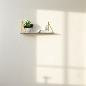 Floating Wall Shelf Walnut Chrome Metal Bracket Single Shelf For <b>Books</b> <b>Decorative</b> Wall Mount Rustic Style - Product Image 1