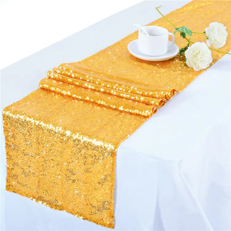 BH-706 12x72 Zoll Gold Pailletten Tisch läufer für Party Event Braut Baby Dusche Tisch dekoration