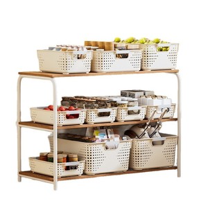 Plastic Storage <b>Baskets</b> For Kitchen And Home Organizing <b>Stackable</b> PP Material Rectangle Shape Neatening Use - Product Image 2