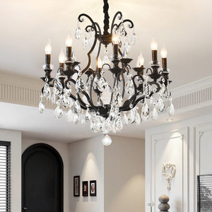 Suspension France en fer noir pour salon décoration de mariage îlot de cuisine lustre en cristal d'usine de luxe direct - Product Image 5