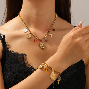 Collana con ciondolo a forma di boemia da donna in acciaio inossidabile placcato <span class=keywords><strong>Color</strong></span> <span class=keywords><strong>oro</strong></span> - Product Image 1
