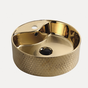 Lavabo moderne <span class=keywords><strong>CORONIS</strong></span> à poser sur comptoir, en céramique, finition or électrolytique, résistant aux rayures, facile à nettoyer, 9L - Product Image 1