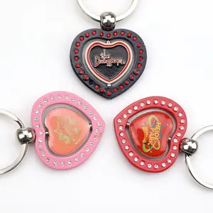 Promotional Custom heart shape Key chain Zinc Alloy Printed Paper with Epoxy Metal KEY chain sea side style animal shape