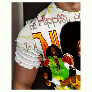American <strong>70s</strong> Retro 3d Printing Rock Fashion Round Neck Loose Men's T-<strong>Shirt</strong> - Product Image 3