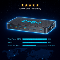 Chargeur de bureau GaN 8 ports 288W, station de charge 6C2A PD 100W PPS, chargeur mince pour ordinateur portable, smartphone, Switch, usine