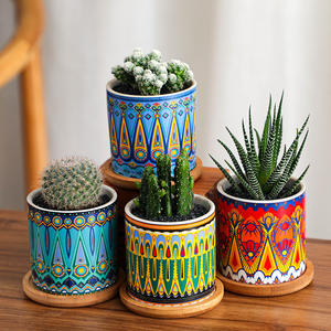 Pots à fleurs en céramique émaillée peints à la main sur mesure pour <span class=keywords><strong>cactus</strong></span> et succulentes - Décoration de jardin et de maison bon marché et de petite taille - Product Image 3