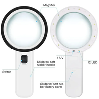Loupe portative 30x avec 12 lumières LED, loupe à double lentille éclairée pour bijoux, idéale pour la lecture des seniors et la réparation de montres