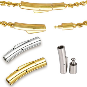 Boucle à pression cylindrique en acier inoxydable, diamètre intérieur 4 mm, fermoir décoratif pour bracelet, collier, accessoire de bijouterie DIY - Product Image 1