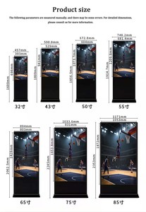 จอแสดงผลดิจิทัลแบบตั้งพื้นขนาด 43 49 55 65 นิ้ว ความละเอียด 4K พร้อมหน้าจอสัมผัสสำหรับโฆษณาในร่ม แนวตั้ง - Product Image 5