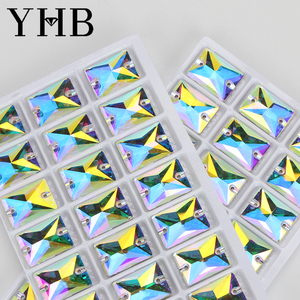 Yhb หินแก้วคริสตัลทรงสี่เหลี่ยมขนาดใหญ่ทรงแฟนซีเย็บติดด้านหลังเรียบบนพลอยเทียมสำหรับเสื้อผ้ากระเป๋าชุดแต่งงาน - Product Image 5