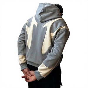 Hiphop Fashion Color Contrast Zipper Hoodie Custom New Men's High Quality Knitted Cotton Top <b>Zip</b> Hoodies Wholesale for Men - Product Image 5