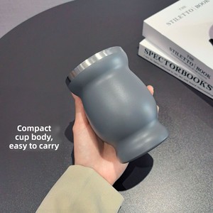 Set de Vaso Térmico de Acero Inoxidable de Doble Pared de 8 oz con Bombilla y Cepillo para <span class=keywords><strong>Mate</strong></span>, Diseño de Calabaza Natural, Venta al por Mayor - Product Image 3