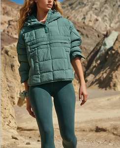 Poncho con Capucha Vintage para Mujer al por Mayor, Otoño Invierno, Estampado de Leopardo, Plegable, Manga Larga, Relleno de Plumón de Ganso Gris - Product Image 3